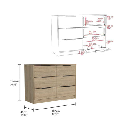Comoda 4 Cajones Okria  Rovere + Blanco