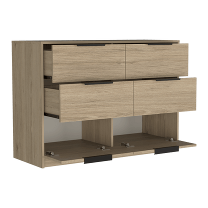 Comoda 4 Cajones Okria  Rovere + Blanco