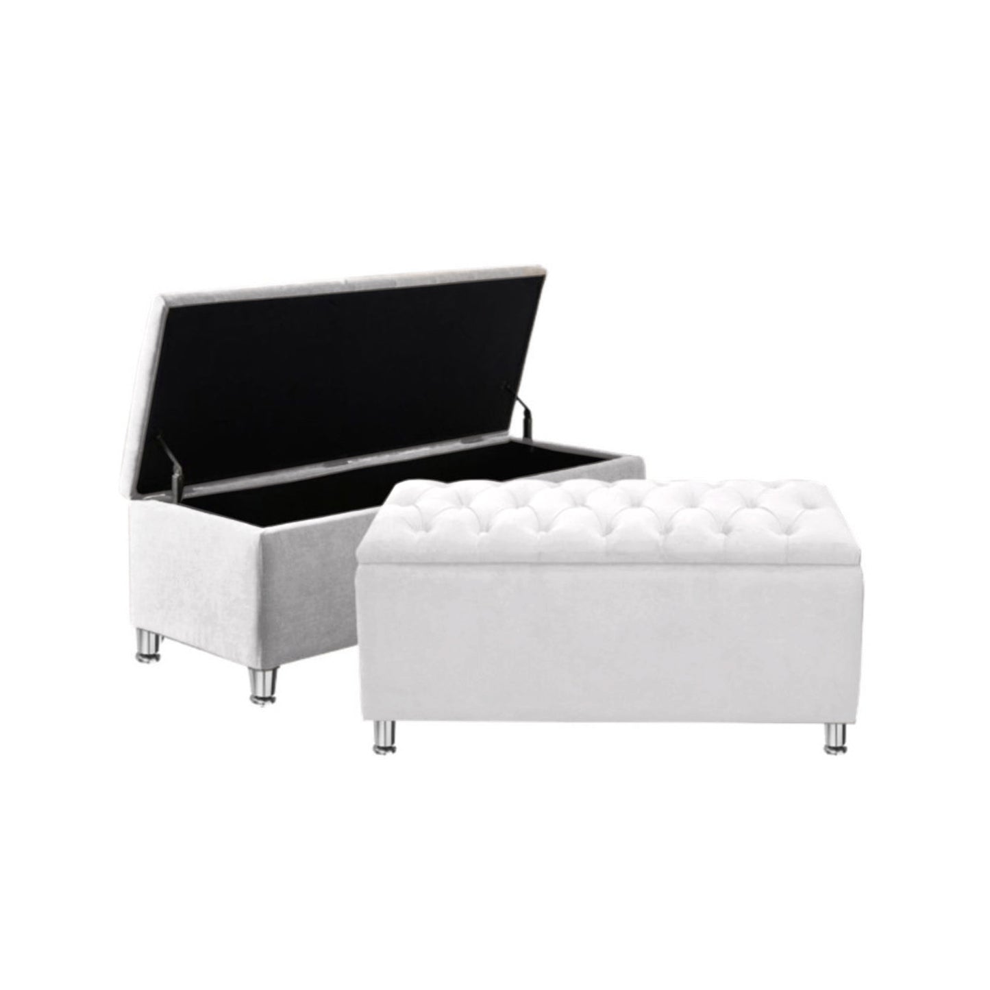 Base Cama con Espaldar + Colchon + Puff Baul Sencillo Julieta Blanco