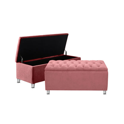 Base Cama con Espaldar + Colchon + Puff Baul Sencillo Julieta  salmon