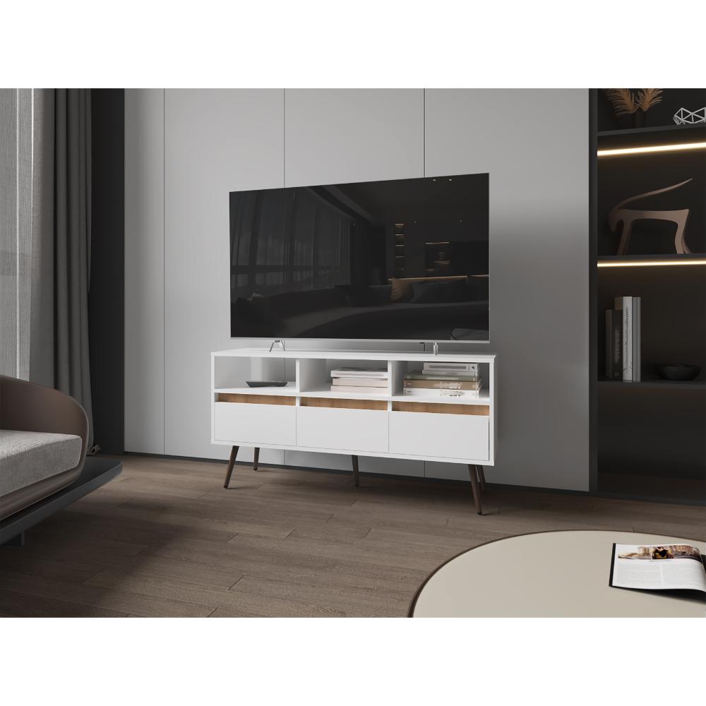 Mesa Para Tv Itami Blanco Y Fresno Eu, Para Tv  50"