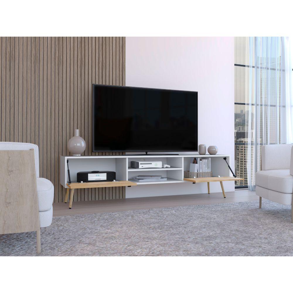 Mesa Para Tv Revali Macadamia Y Blanco Para Tv De 75''