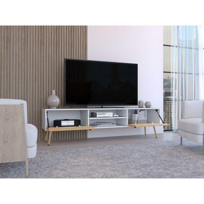 Mesa Para Tv Revali Macadamia Y Blanco Para Tv De 75''