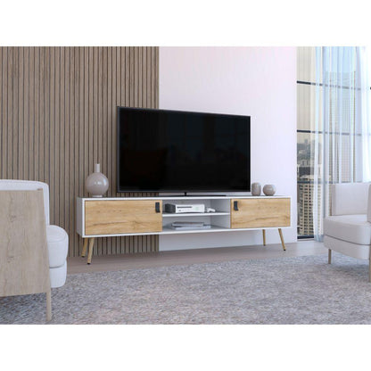 Mesa Para Tv Revali Macadamia Y Blanco Para Tv De 75''