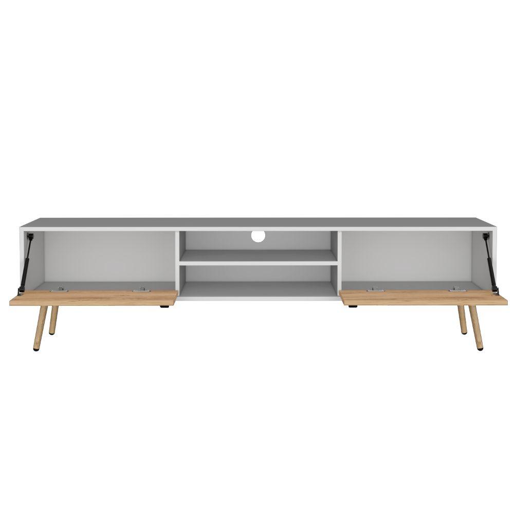 Mesa Para Tv Revali Macadamia Y Blanco Para Tv De 75''