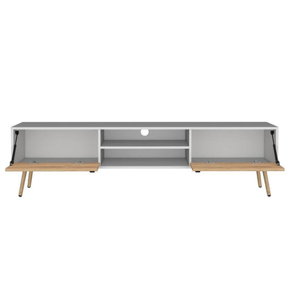 Mesa Para Tv Revali Macadamia Y Blanco Para Tv De 75''