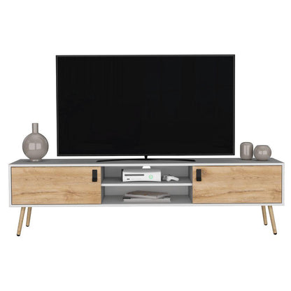 Mesa Para Tv Revali Macadamia Y Blanco Para Tv De 75''