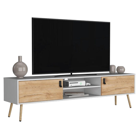Mesa Para Tv Revali Macadamia Y Blanco Para Tv De 75''