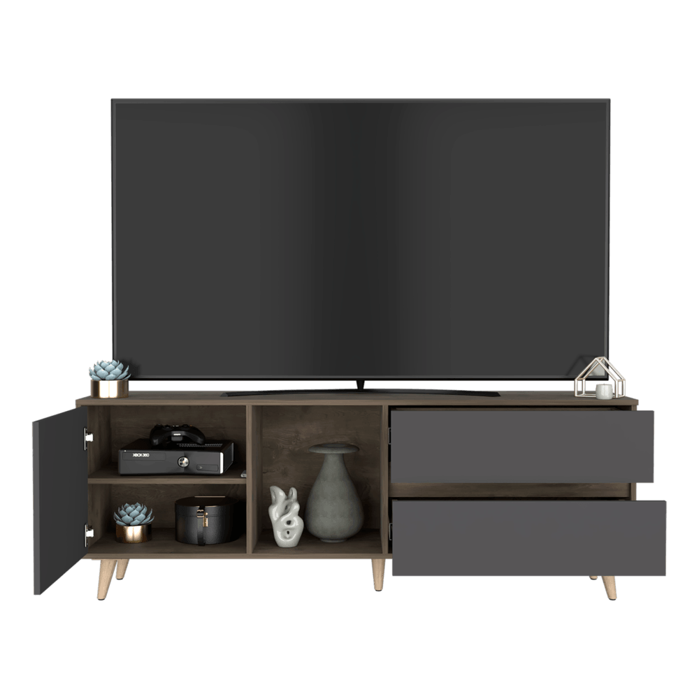 Mesa Para Tv Jureli Nogal Y Plomo Para Tv De 65"