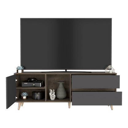 Mesa Para Tv Jureli Nogal Y Plomo Para Tv De 65"