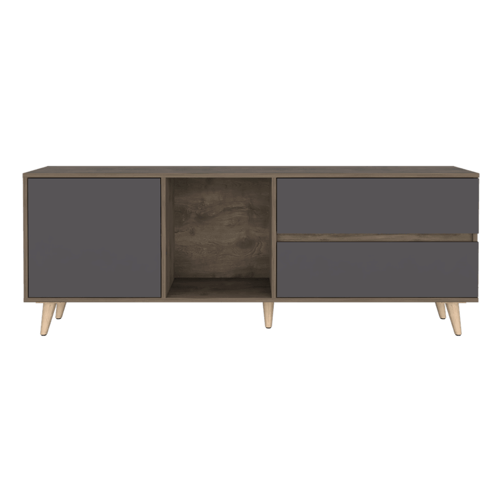 Mesa Para Tv Jureli Nogal Y Plomo Para Tv De 65"