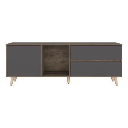 Mesa Para Tv Jureli Nogal Y Plomo Para Tv De 65"
