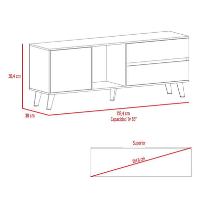 Mesa Para Tv Jureli Nogal Y Plomo Para Tv De 65"