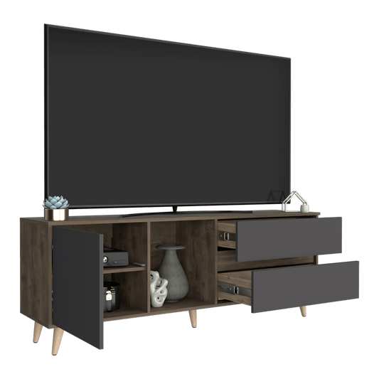 Mesa Para Tv Jureli Nogal Y Plomo Para Tv De 65"