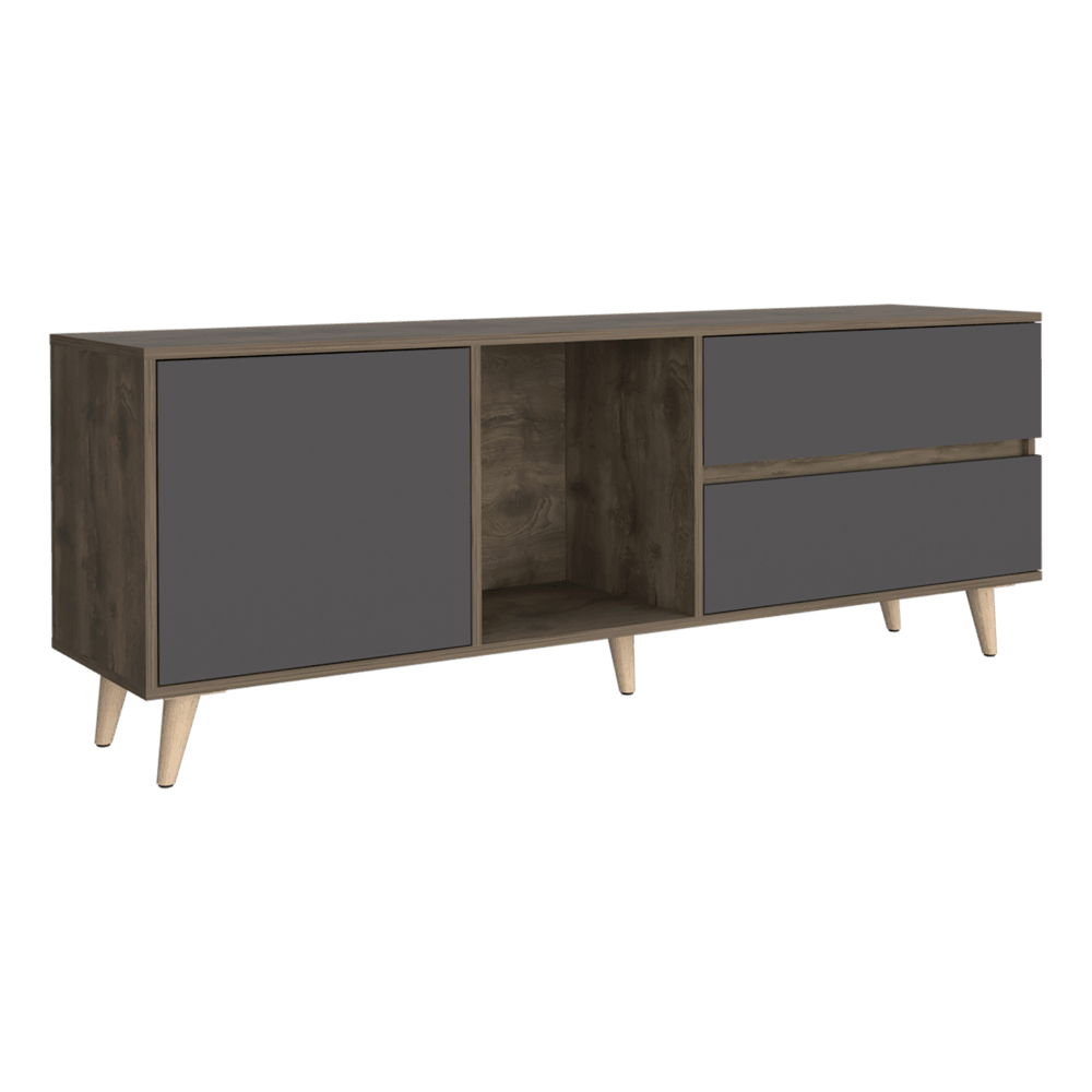 Mesa Para Tv Jureli Nogal Y Plomo Para Tv De 65"