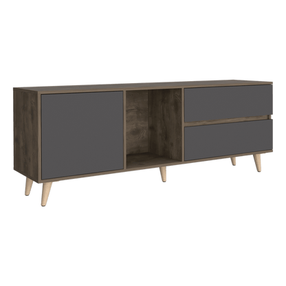 Mesa Para Tv Jureli Nogal Y Plomo Para Tv De 65"