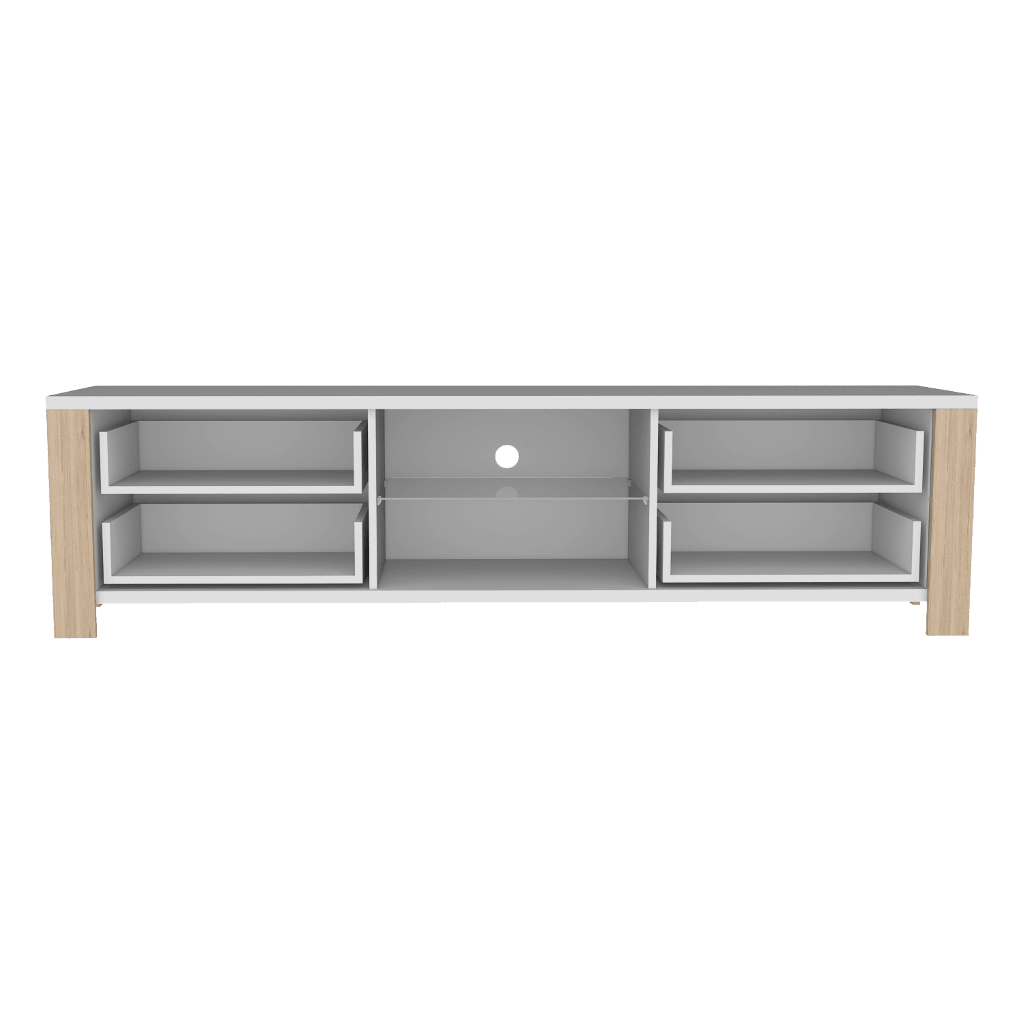 Mesa Para Tv Molaga Blanco Y Rovere Para Televisor De 50"