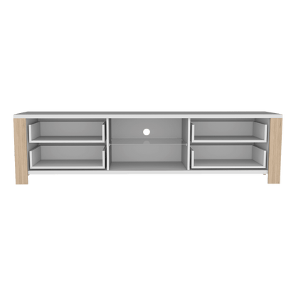 Mesa Para Tv Molaga Blanco Y Rovere Para Televisor De 50"