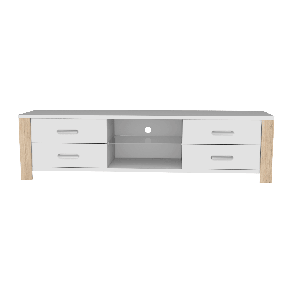Mesa Para Tv Molaga Blanco Y Rovere Para Televisor De 50"