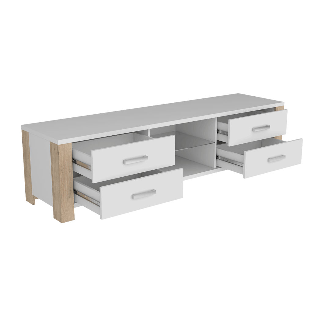 Mesa Para Tv Molaga Blanco Y Rovere Para Televisor De 50"