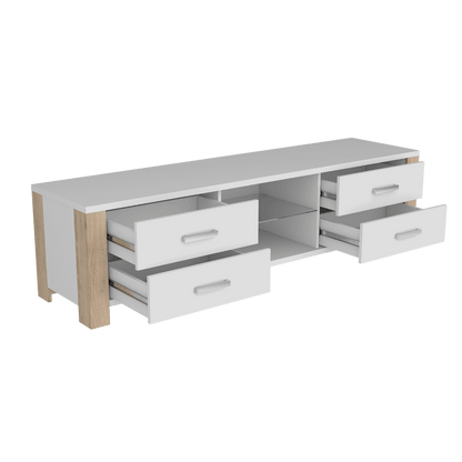 Mesa Para Tv Molaga Blanco Y Rovere Para Televisor De 50"