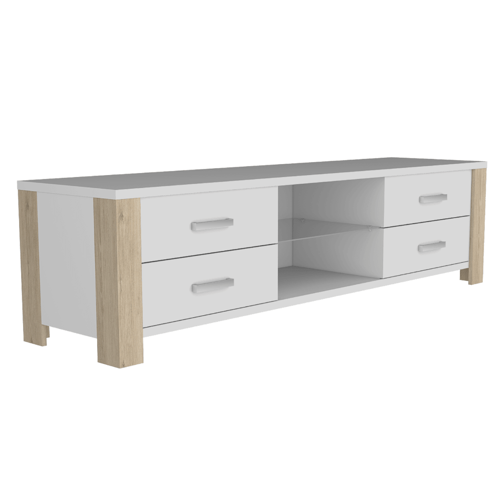 Mesa Para Tv Molaga Blanco Y Rovere Para Televisor De 50"