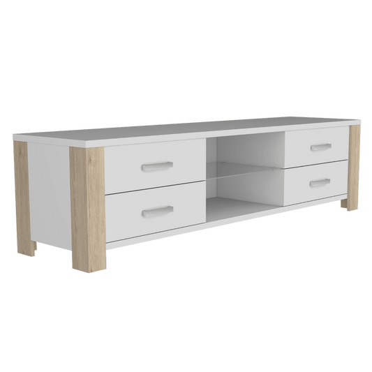 Mesa Para Tv Molaga Blanco Y Rovere Para Televisor De 50"