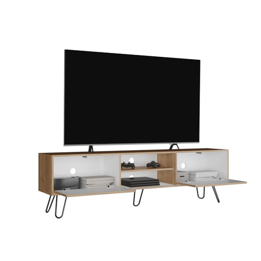 Mesa Para Tv Lureya Duna Y Blanco Para Tv De 80"