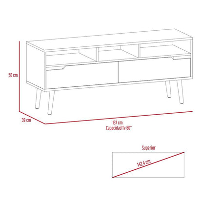 Mesa Para Tv Ruch Duna Y Blanco Para Televisor De 60"