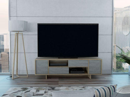 Mesa Para Tv Valle Perleu Café Claro Y Plomo