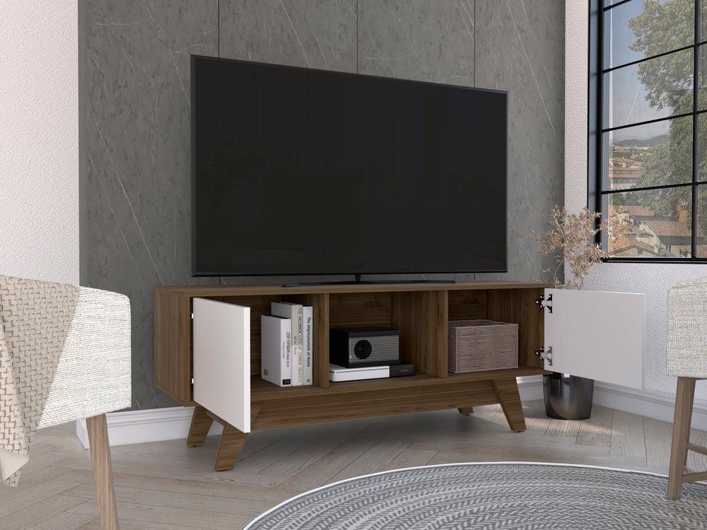 Mesa Para Tv Zunari Castaño Y Blanco Para Tv De 55"