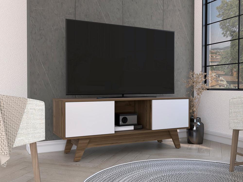 Mesa Para Tv Zunari Castaño Y Blanco Para Tv De 55"