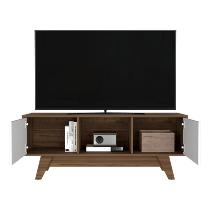 Mesa Para Tv Zunari Castaño Y Blanco Para Tv De 55"