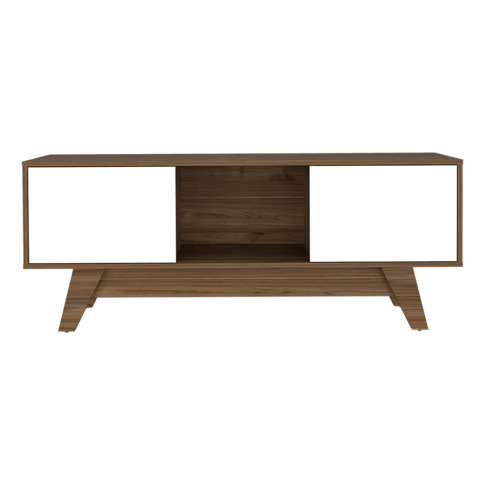 Mesa Para Tv Zunari Castaño Y Blanco Para Tv De 55"