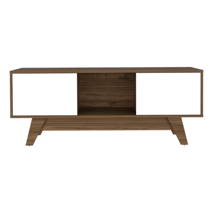 Mesa Para Tv Zunari Castaño Y Blanco Para Tv De 55"