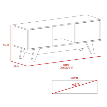 Mesa Para Tv Zunari Castaño Y Blanco Para Tv De 55"