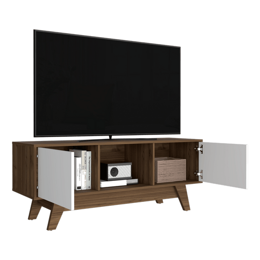 Mesa Para Tv Zunari Castaño Y Blanco Para Tv De 55"
