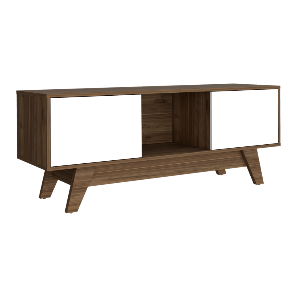 Mesa Para Tv Zunari Castaño Y Blanco Para Tv De 55"