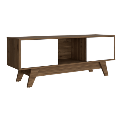 Mesa Para Tv Zunari Castaño Y Blanco Para Tv De 55"