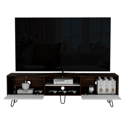 Mesa Para Tv Lira Caoba Y Blanco Para Televisor De 70 Pulgadas