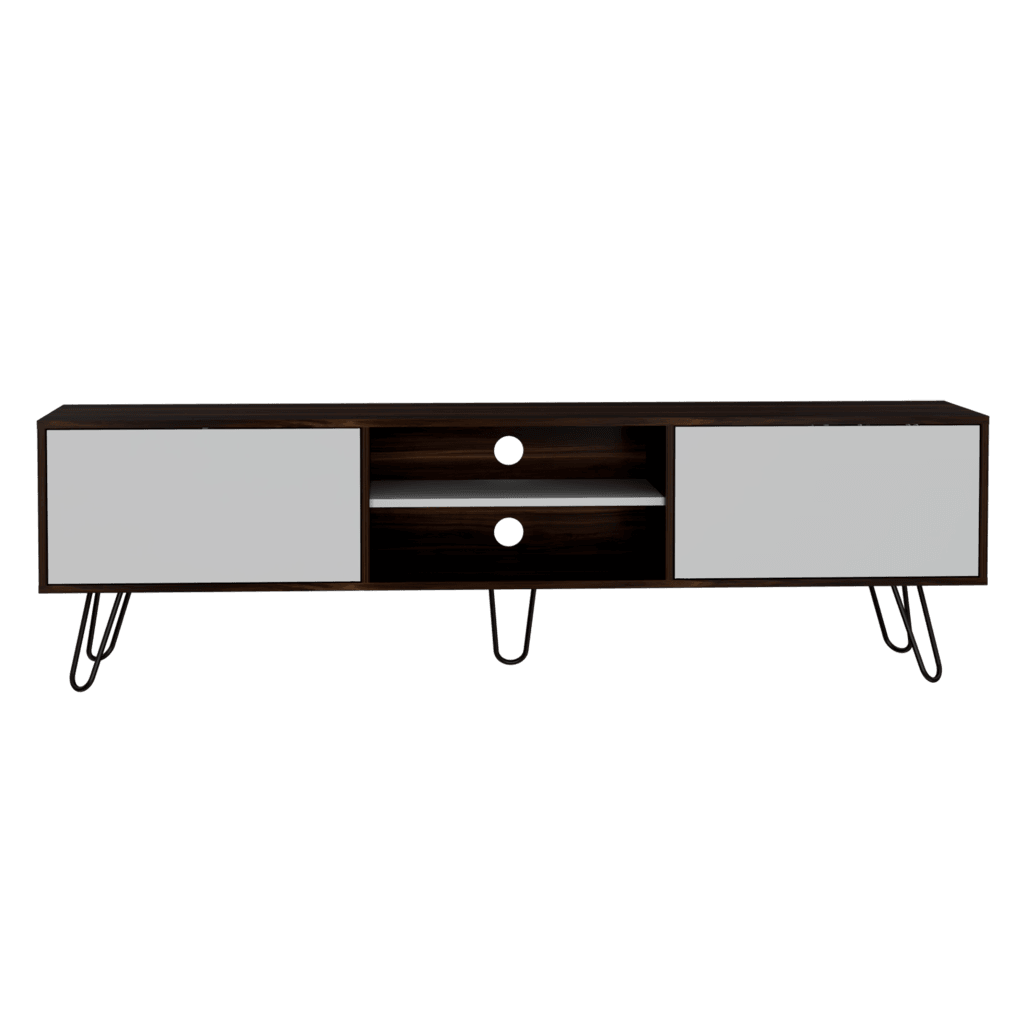 Mesa Para Tv Lira Caoba Y Blanco Para Televisor De 70 Pulgadas