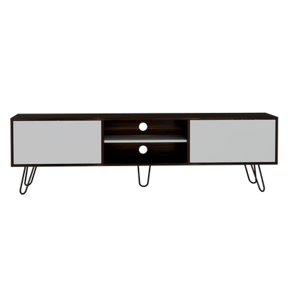 Mesa Para Tv Lira Caoba Y Blanco Para Televisor De 70 Pulgadas