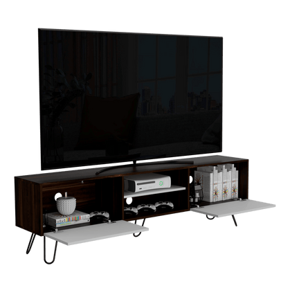 Mesa Para Tv Lira Caoba Y Blanco Para Televisor De 70 Pulgadas