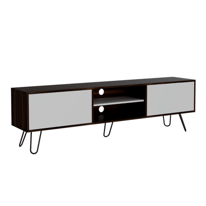 Mesa Para Tv Lira Caoba Y Blanco Para Televisor De 70 Pulgadas