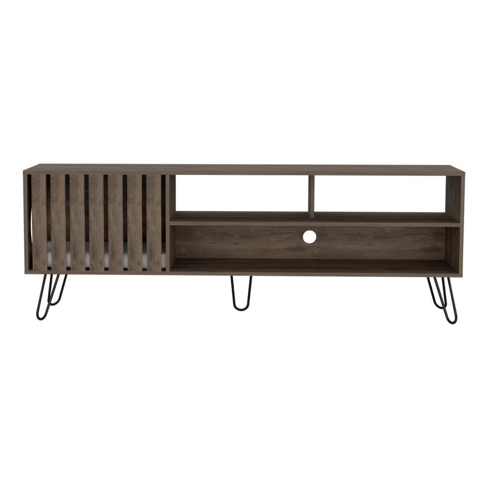 Mesa Para Tv Zari, Nogal, Cuenta Con Espacio Para Mascota Hasta 75 Pulgadas