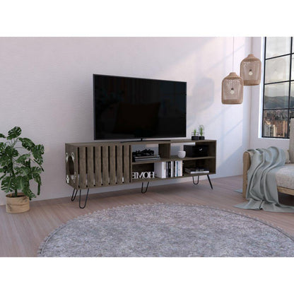 Mesa Para Tv Zari, Nogal, Cuenta Con Espacio Para Mascota Hasta 75 Pulgadas
