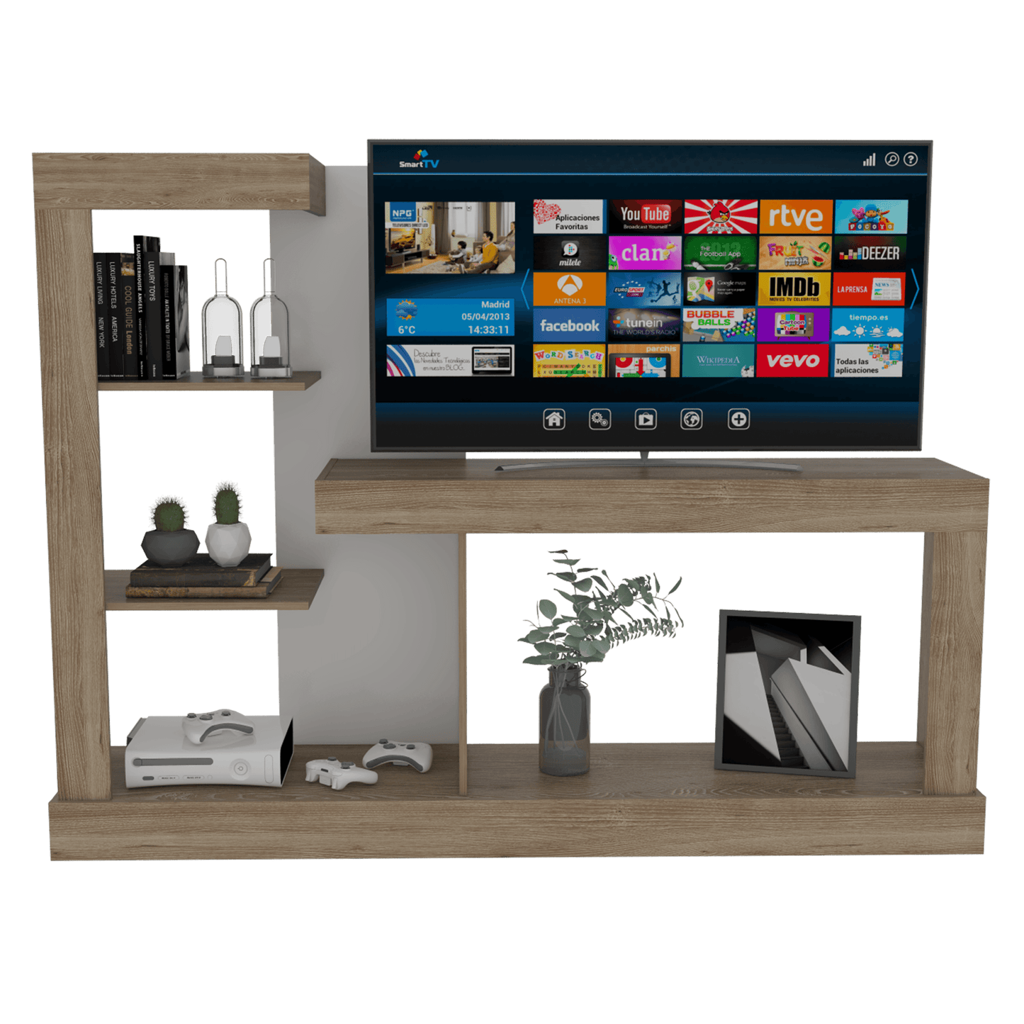 Mesa Para Tv Aviena Miel Y Blanco Con Espacio Para Televisor De Hasta 55 Pulgadas