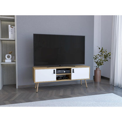 Mesa Para Tv Tiempo Blanco Y Macadamia Para Tv De  50"