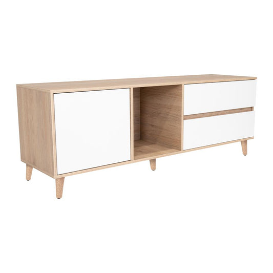 Mesa Para Tv Topacio Rovere Y Blanco Para Televisor De Hasta 60 Pulgadas