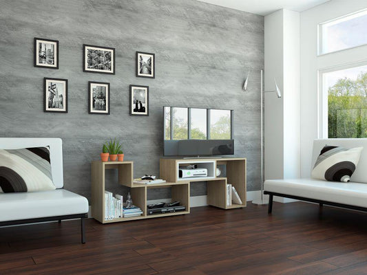 Mesa Para Tv Veluna Rovere Y Blanco, Con Espacio Para Televisor De 50 Pulgadas